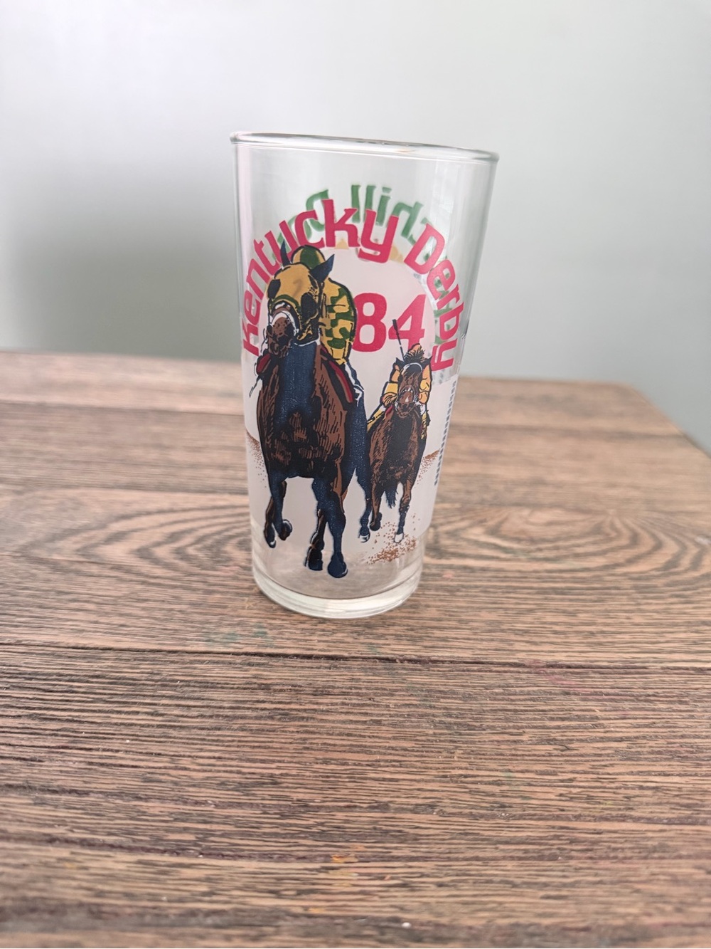 Kentucky Derby 1984 Racing Glass - Brown & Red Design